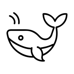 whale icon, animals line art, animals vector - simple black line art icon of whale perfect for logos, and animals -themed designs.