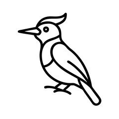 woodpecker icon, animals line art, animals vector - simple black line art icon of woodpecker perfect for logos, and animals -themed designs.