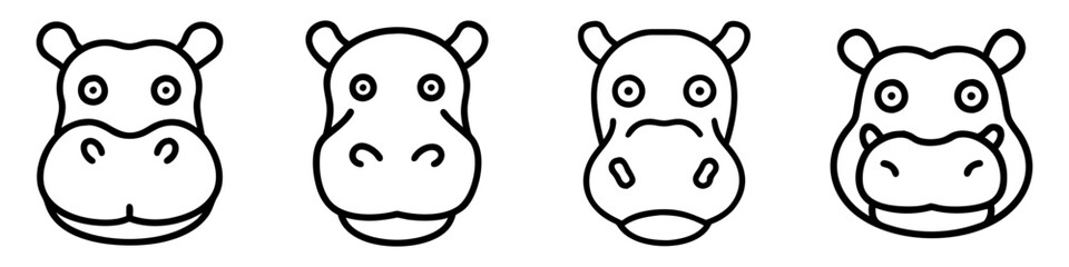 hippo icon, animals line art, animals vector - simple black line art icon of hippo perfect for logos, and animals -themed designs.