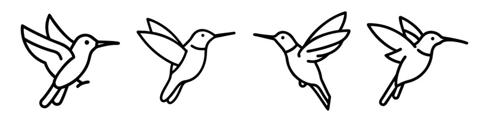 hummingbird icon, animals line art, animals vector - simple black line art icon of hummingbird perfect for logos, and animals -themed designs.