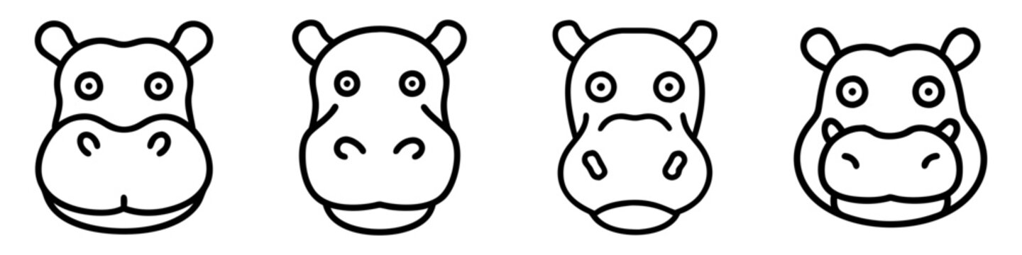 cartoon hippo face drawing