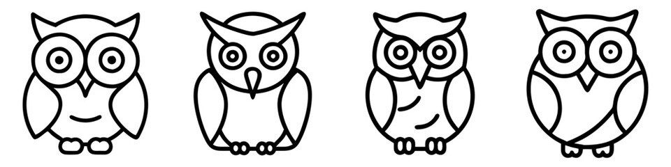 owl icon, animals line art, animals vector - simple black line art icon of owl perfect for logos, and animals -themed designs.