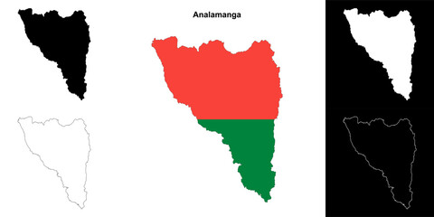 Analamanga region outline map set