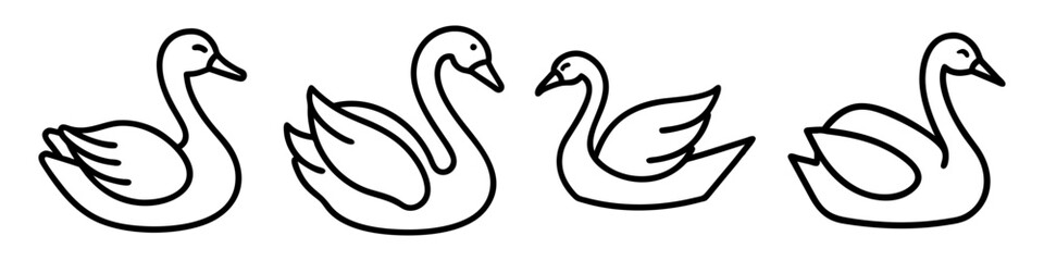 swan icon, animals line art, animals vector - simple black line art icon of swan perfect for logos, and animals -themed designs. © Waliul