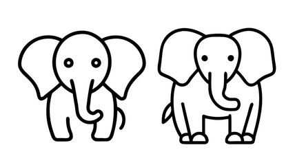 elephant icon, animals line art, animals vector - simple black line art icon of elephant perfect for logos, and animals -themed designs.