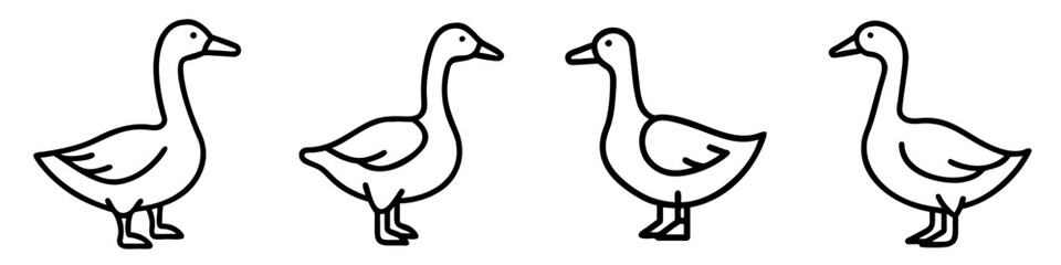 goose icon, animals line art, animals vector - simple black line art icon of goose perfect for logos, and animals -themed designs.
