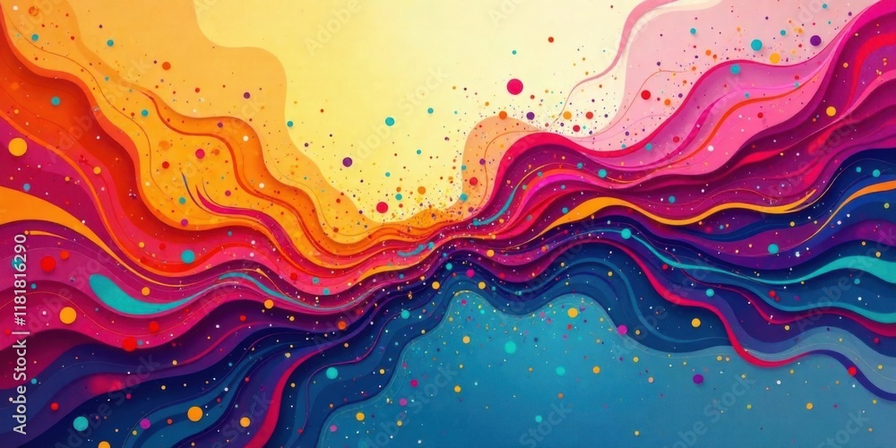 Poster vibrant hues flowing in dynamic waves of color and joy