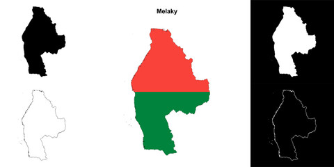 Melaky region outline map set
