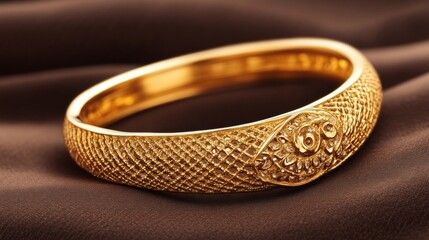 Exquisite gold bangle jewelry artisan workshop product photography elegant setting close-up view luxury accessory