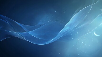 Abstract Blue Wave Design With Glowing Particles