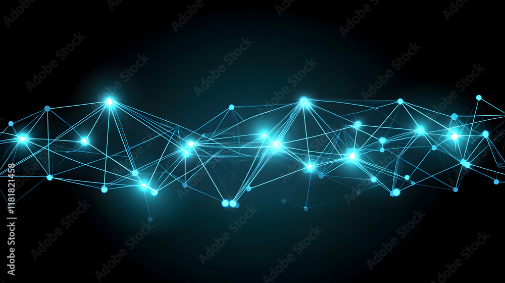 Poster abstract digital network connection, glowing nodes and lines. ideal for technology, ai, and futurist