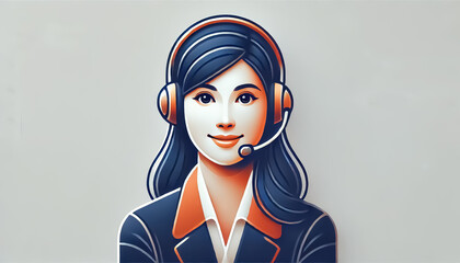 A friendly woman wearing a headset similar to a customer service representative