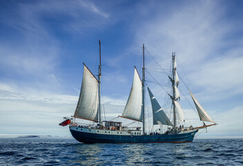 Antigua sailing boat in the sea