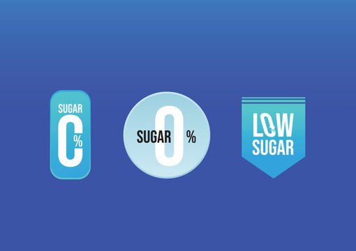 Low sugar zero sugar 100% guarantee icon signage badge