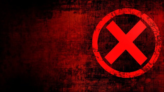 Red grunge X in circle.
