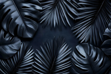 Dark Tropical Leaves Abstract Background