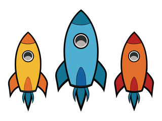 silhouette rocket on white background