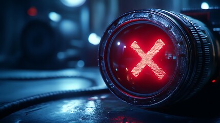 Red X error on camera lens.