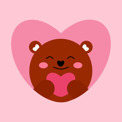 Cute teddy bear with heart valentine's day card