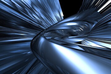 Stunning Abstract Background Displaying Dynamic Metallic Flowing Forms with Powerful Light Effects and Energetic Spatial Elements in Vibrant Blue Tones