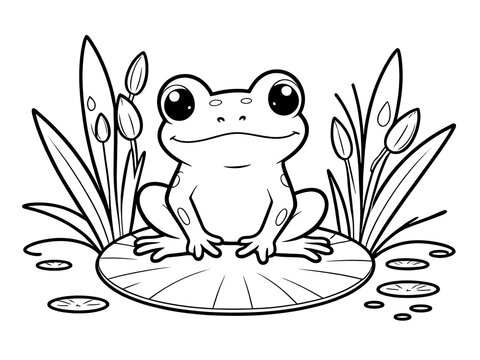 recommend clip art: Adorable Frog on a Lily Pad: A Charming Coloring Page