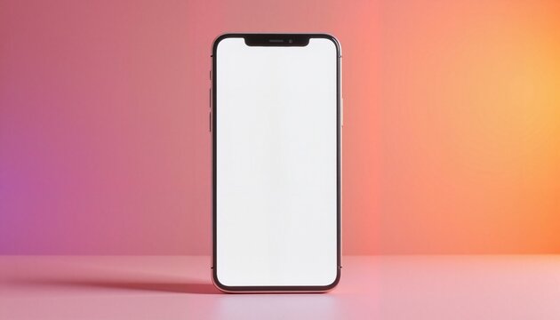 Blank smartphone on colorful gradient background