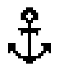 Obraz premium pixel art anchor flat icon. retro simple sign.
