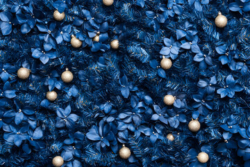 Blue Floral Christmas Background