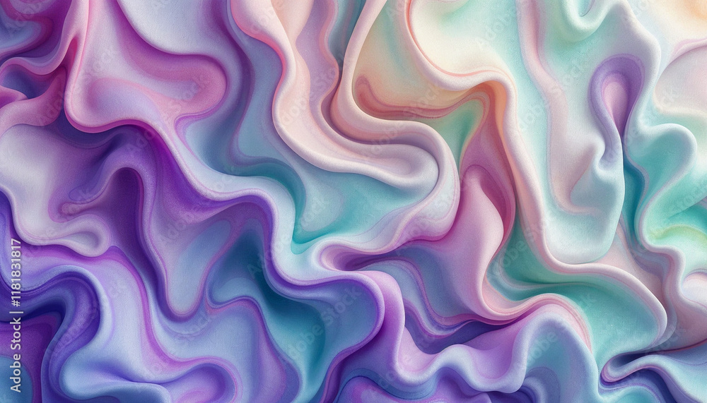 Poster colorful abstract waves of pastel hues create a visually captivating texture with dynamic flow and m
