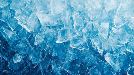 Obraz premium Close-Up of Shiny Transparent Ice Pieces in a Cool Blue Toned Texture