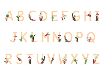 Alphabet 2025 lettre monogramme avec des fleurs 