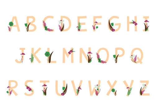 Alphabet 2025 lettre monogramme avec des fleurs 
