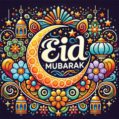 vector eid mubarak, muslim holiday