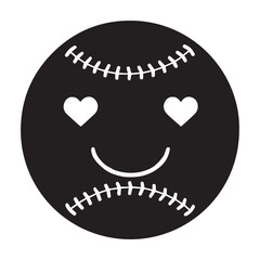  Valentine's Day, base ball smile vector silhouette illustration