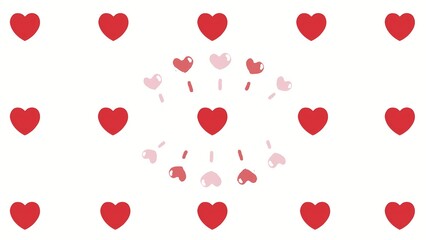 Red hearts on white background 