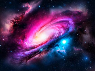 Fototapeta premium A Vivid Galactic Expanse Showcasing Brilliant Stars and Cosmic Wonders with glowing Colors in the Vastness of Space
