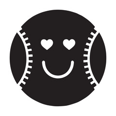  Valentine's Day, base ball smile vector silhouette illustration