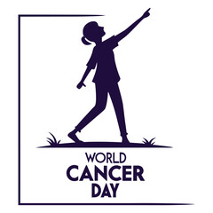 silhouette world cancer day icon on white background