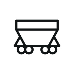 Iron ore hopper line icon, iron ore train wagon vector symbol with editable stroke