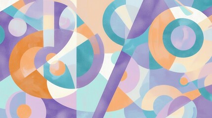Obraz premium Vibrant pastel abstract design modern art geometric patterns clean style colorful environment