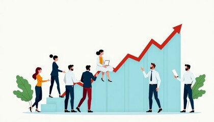 Business Growth Team, Upward Trend, Business Success