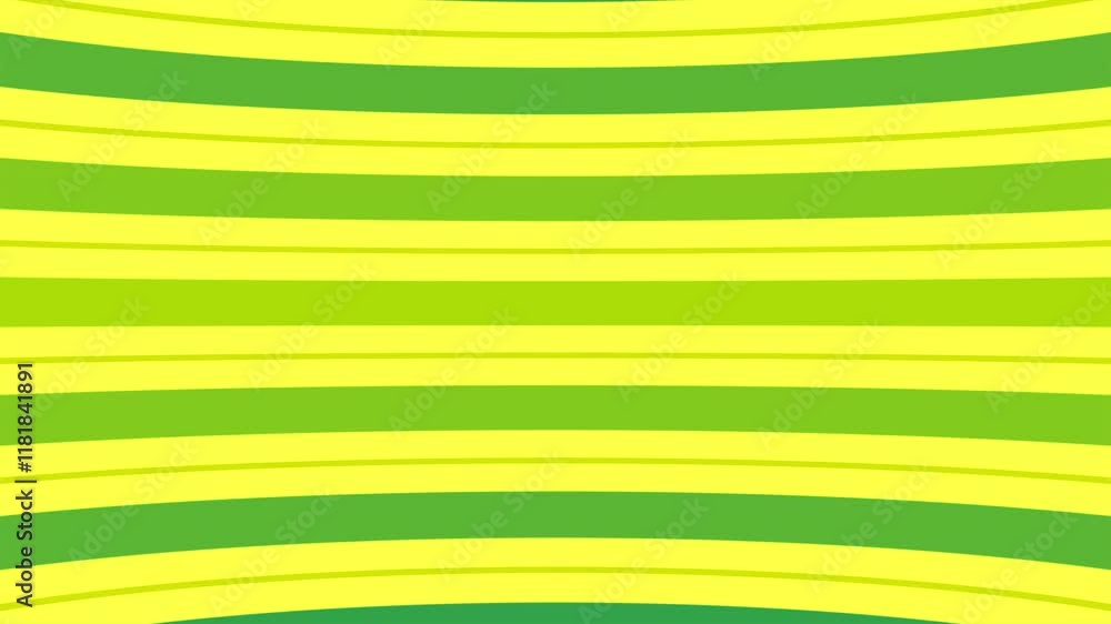 Poster animated horizontal curved lines pattern background in green and yellow