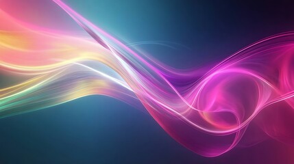 Naklejka premium Abstract Colorful Waves Flowing Gracefully Across a Dark Background