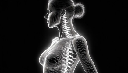 futuristic glowing Digital Xray of Human Spine medical concept