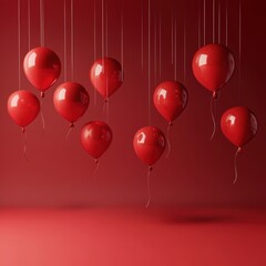 Dynamic celebration scene featuring red-themed gigapixel background with floating balloons