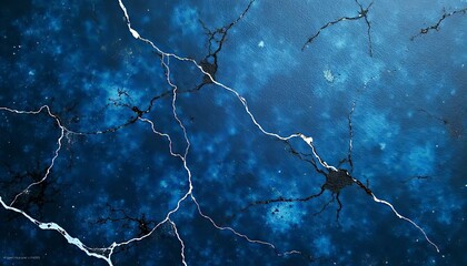 Cracked Blue Texture, Abstract Marble, Dark Blue Background