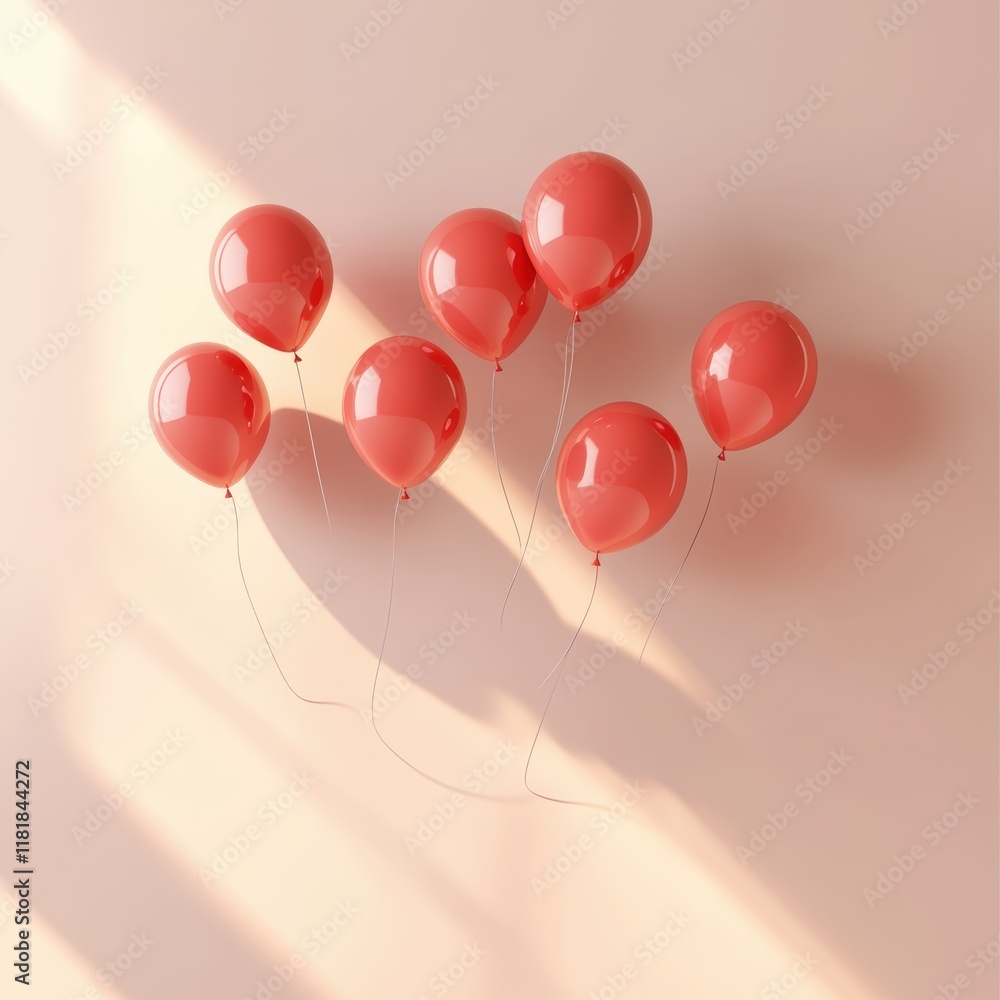 Poster minimalist high fidelity gradient render with a faint red ball visualization