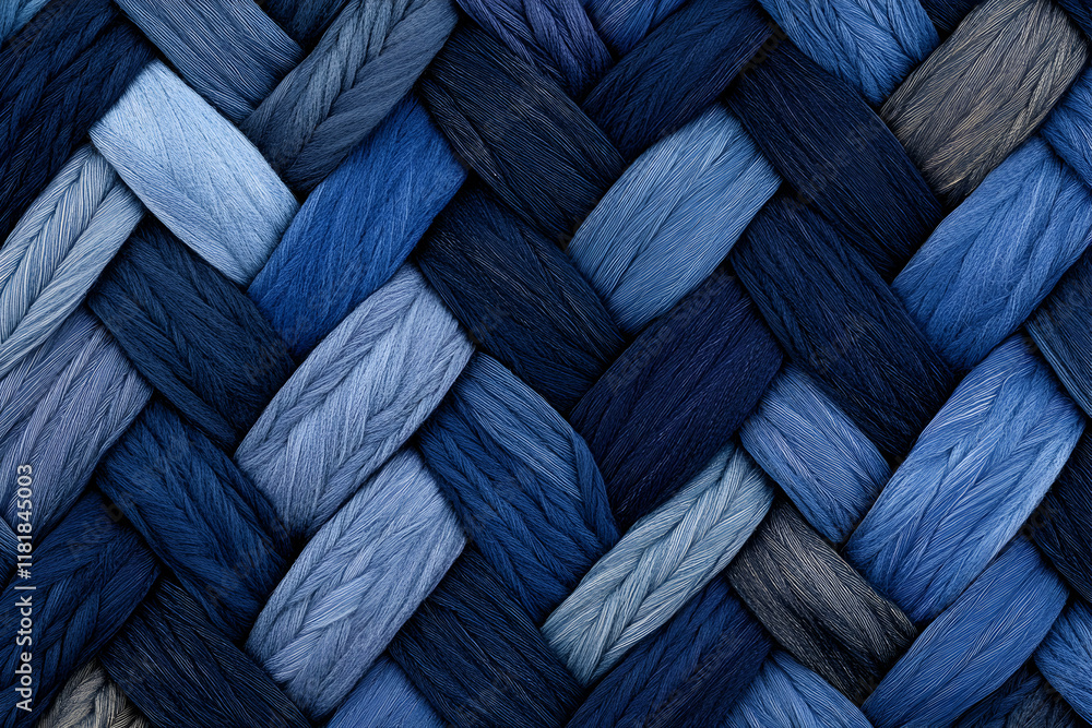 Poster intricate woven threads in varying shades of blue create a captivating textile pattern. perfect for 