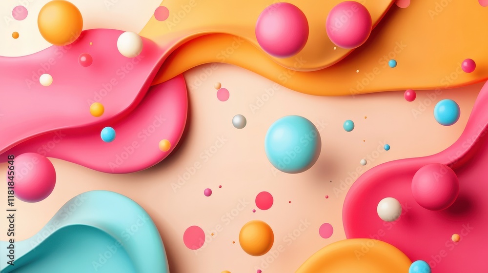 Poster abstract 3d shapes: a delightful abstract background design featuring a seamless blend of vibrant, c