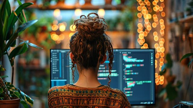 Female web designer designing a website on her computer